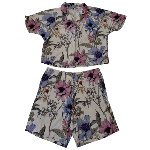 Joe Fresh Floral Pajama Set - Pink and Blue - Picture 1 of 5